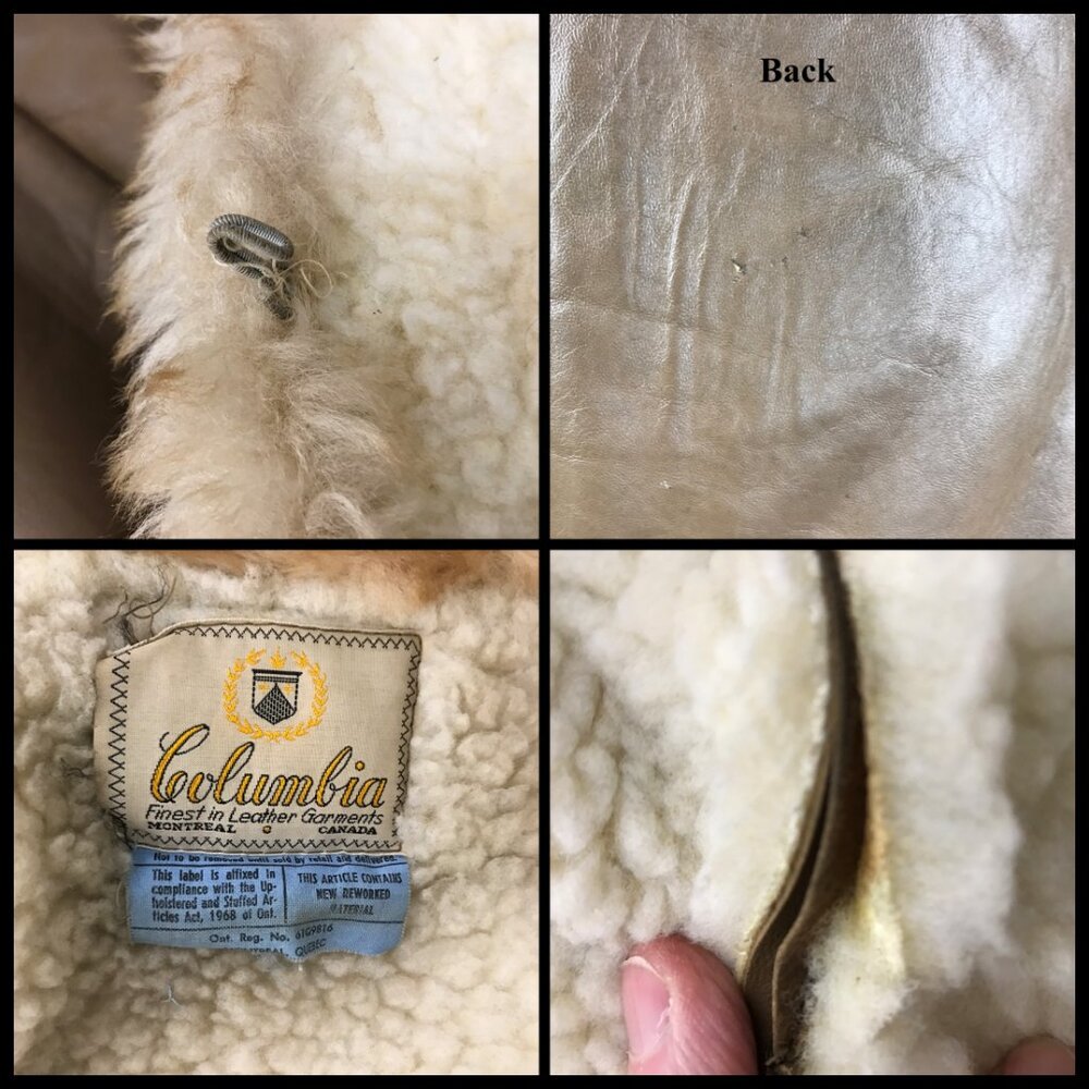 Vintage 60s 70s Leather Jacket Penny Lane Shearling and Faux Fur Tan - Picture 6 of 7